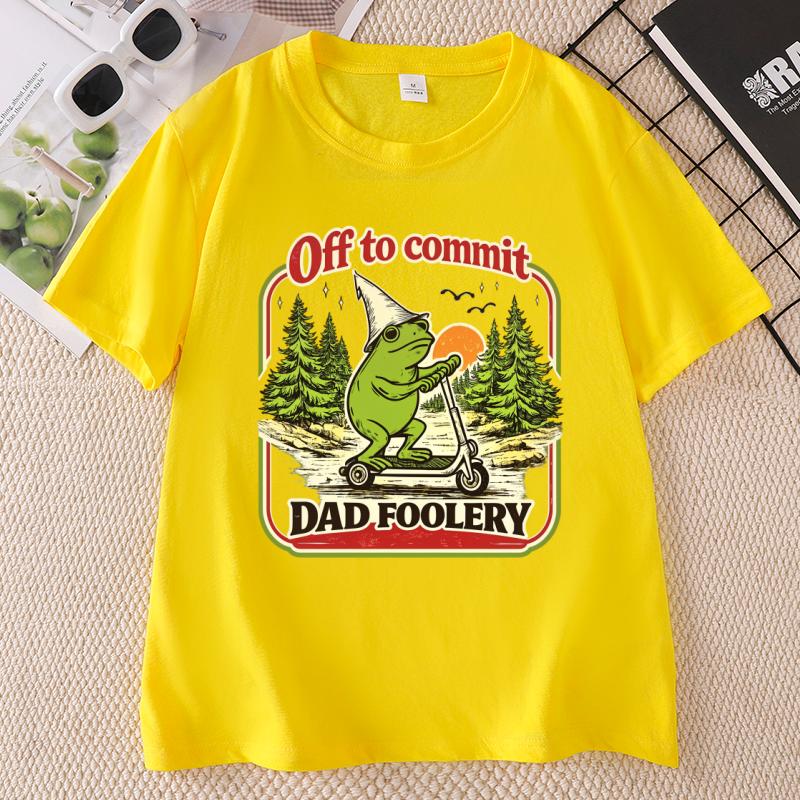 Dad Frog Off To Commit Tshirt Funny Frog Scooter T Shirt Pregnancy AnnounceUnisext Tee Oneck Short Sleeve Printed Clothes