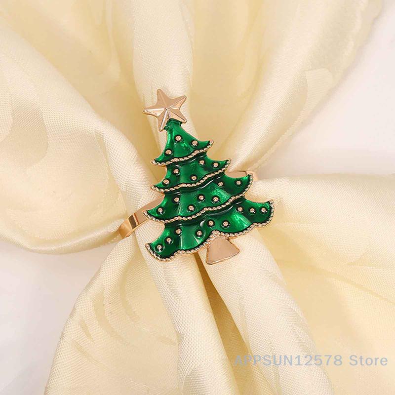 6Pcs Christmas Napkin Rings Christmas Tree Decorations Christmas Home, Kitchen And Table Decorations New Year Party Supplies