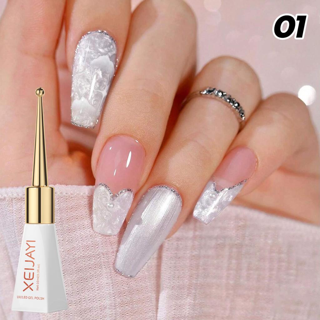 Mother of Pearl Gel Polish - Pearly Shell Swirl Nail Art Gel, UV/LED Curable for Salon & DIY Manicure