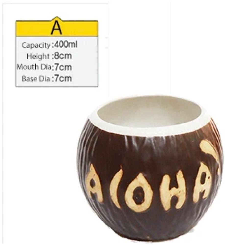 Tiki hrnky Keramické havajské hrnky na párty Luau Nádobí na pití, roztomilé skleničky na exotické koktejly, Tiki bar