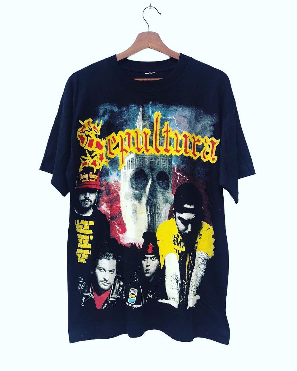 Vintage 90s Sepultura Metal Band Black Short Sleeve Unisex Tshirt S5XL KH7168 XXXL