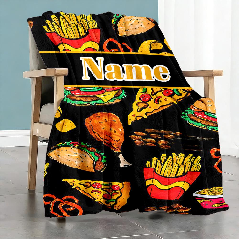 Foodie Customize Your Name Blanket Lightweight Personalized Blanket Comfortable for Nap Livingroom Sofa Couch for All Occasions