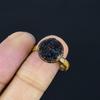 Black Onyx Rough Handmade Gemstone Ring, Copper Electroformed Ring Antique Jewelry, Adjustable Ring Engagement Gift