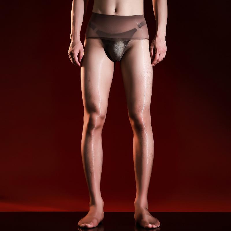 Xiyue "Gentleman" 3D Aurora Pánské Ultra-tenké Punčochové kalhoty Punčochové kalhoty Sexy Hladké Černé Hedvábné Olejové Hedvábné Hladké Olejové