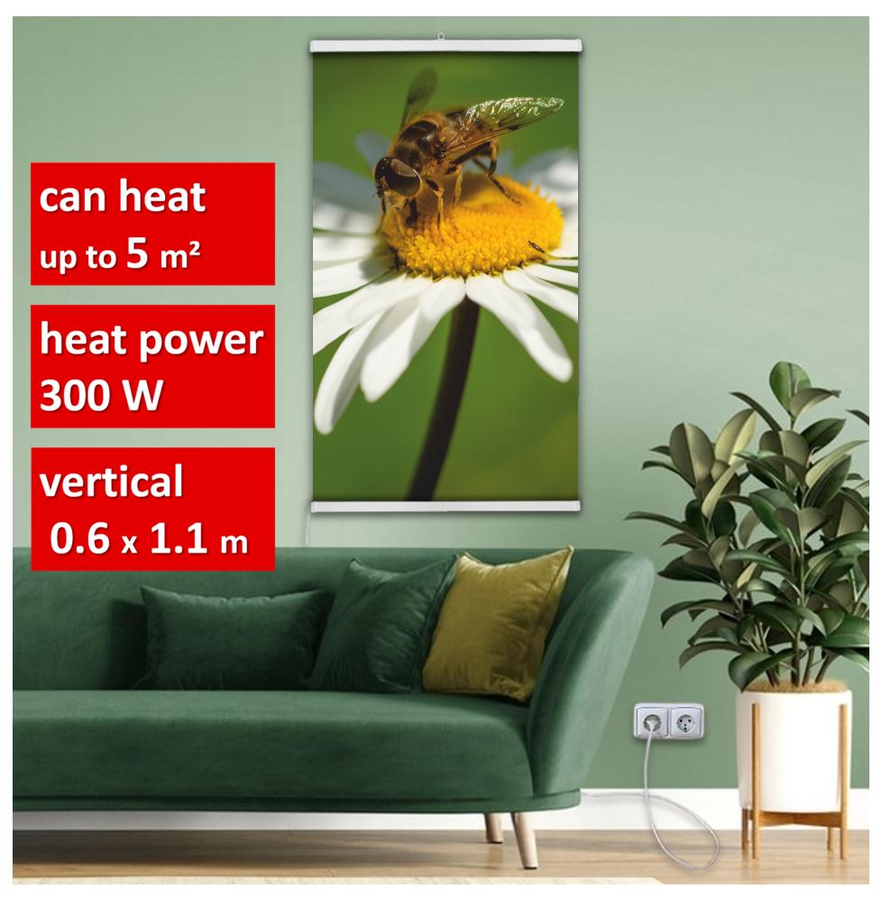 

Картина-обігрівач Бджола і ромашка на плівці Monocrystal 105x60 см 300 Вт