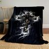 Golden Cross Lightning Blanket  Printed Blanket for Living Room Bed Couch Lunch Break Soft Cozy Blanket for Friend's Festival Gift