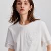 ELLE Loose-Fit Niche Top French High-End Feel Regular Shoulder Round Neck Short Sleeve T-Shirt Women tops White ET47510