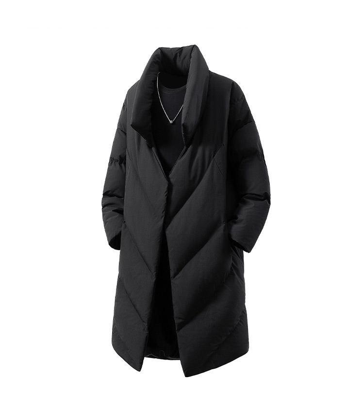 Men's Winter Oversized Hong Kong Style Mid-Length Cotton Quilt Jacket