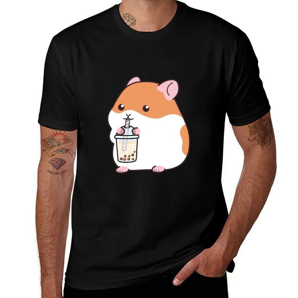 Squishy Hamster Loves Boba TShirt Casual Lightweight Short Sleeve Top