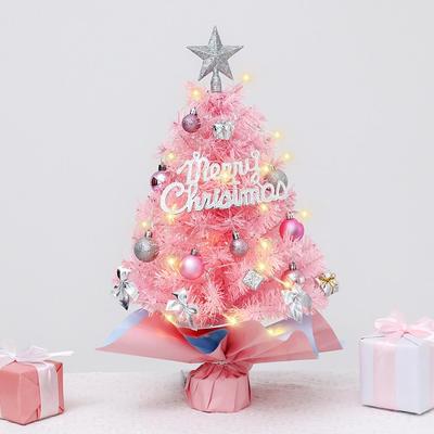 Pink Mini Christmas Tree Set: 45cm/60cm Desktop Ornament for Holiday Decorations