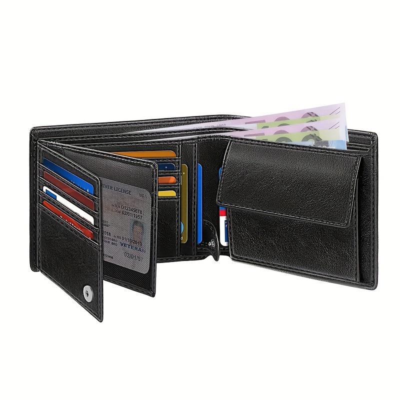 Men's Double-Page RFID-Blocking Wallet with Coin Pocket and Multiple Card Slots