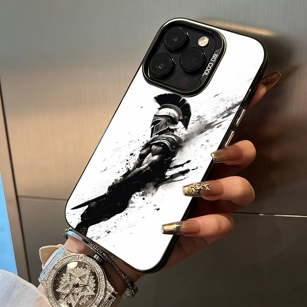 Cool S-Spartan Phone Case For iPhone 17,16,15,14,13,12,11 Plus Pro Max Colored Silver Phone Case
