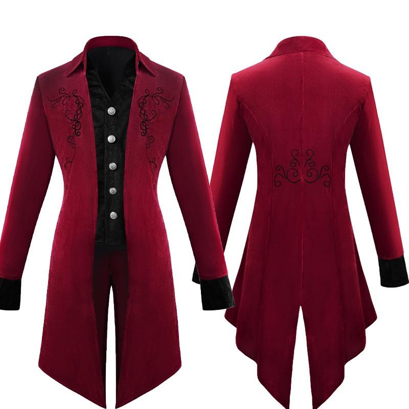 Halloween gentleman's coat medieval retro men's long coat performance costume