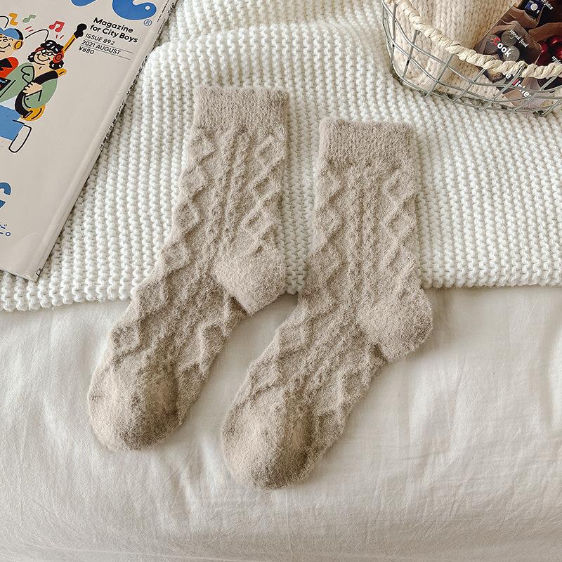 Australische Samtsocken für Damen Herbst und Winter, Nerzsamtsocken, Wadenlange Socken, Mit Samt verdickt, Warme Schlafsocken