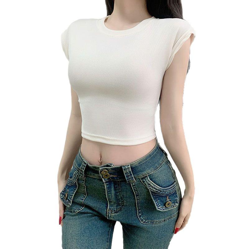 Pure Desire Spicy Girl Slimming Waist-Cinched Short-Sleeve Women's T-Shirt - New Versatile Design