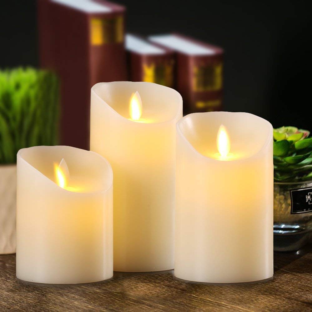 USB Rechargeable LED Candle Lights, Flickering Like a Real Flame, with MELEJIA Remote Control, Timer Function, Auto-Off, Adjustable Brightness, Warm