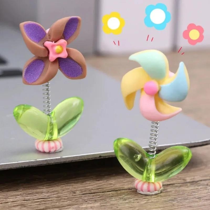 Rotatable Windmill Car Ornament Auto Center Console Display Screen Shaking Head Ornament Car Interior Decoration Accessories