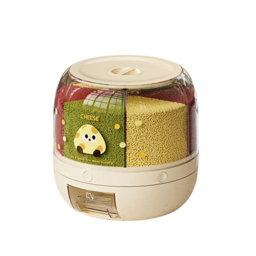 Large Capacity Rotating Rice Container, 360-Degree Rotating, Food Storage, Airtight, Moisture-Proof, Insect Repellent, Stylish, Measuring Rice Box, Gr