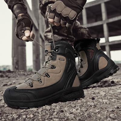 Men's Waterproof Leather Desert Tactical Boots Non-Slip Work Safty Shoes Breathable Non-Slip Hunting Hiking Work Boots