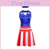 Costume da Cheerleader Completo per il Giorno dell'Indipendenza degli Stati Uniti per Cosplay e Feste