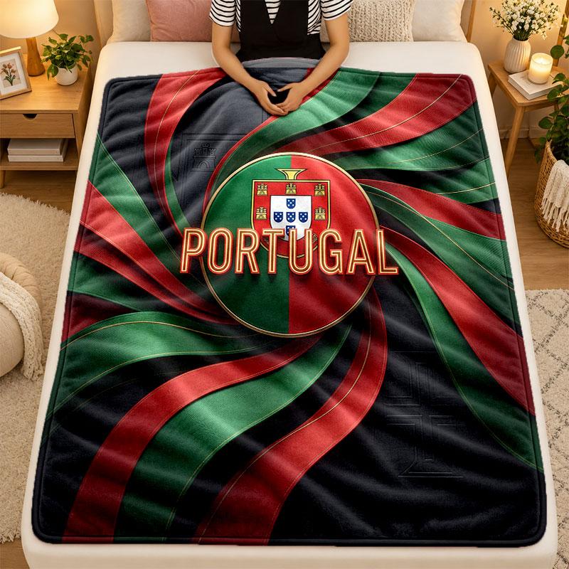 Flannel BlanketPortugal Football Warm Soft Throw Blanket for Indoor Sofa Bed Living Room Use