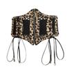 Leopard Print Cummerbund Moon Zipper Pendant Waistband Retro Wide Waist Belt  Party Accessory