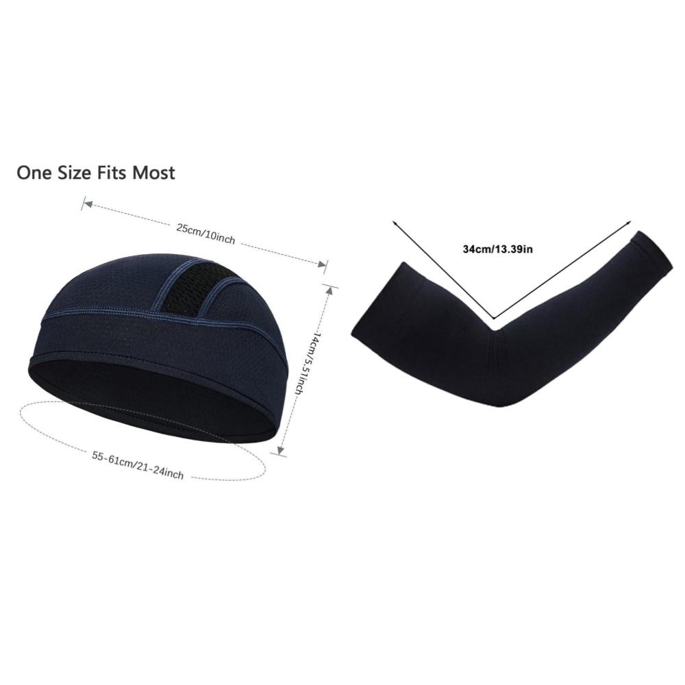 2pcs/set Summer Sun Protection Combination Pack Mesh Breathable Cap and Elastic Knitted Arm Cover Sports Running Hiking Cycling