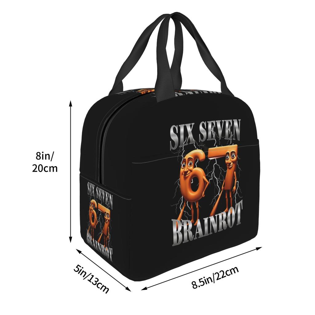 67 Italian Brainrot Six Seven Insulated Lunch Tote Bag for Women  Resuable Thermal Cooler Bento Box Outdoor Camping Travel