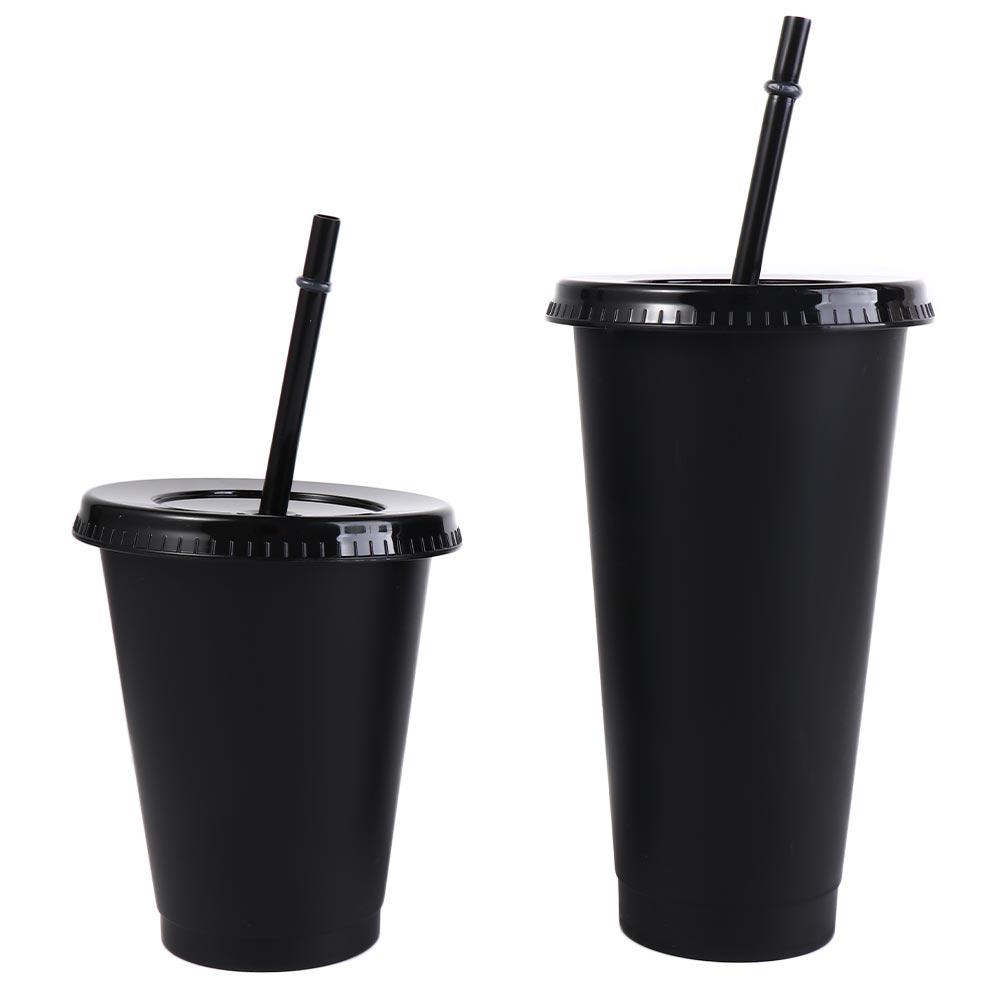 Food Grade PP Plastic Straw Cup with Lid Water Cup Drinkware Drinks Cup  Milk Tea
