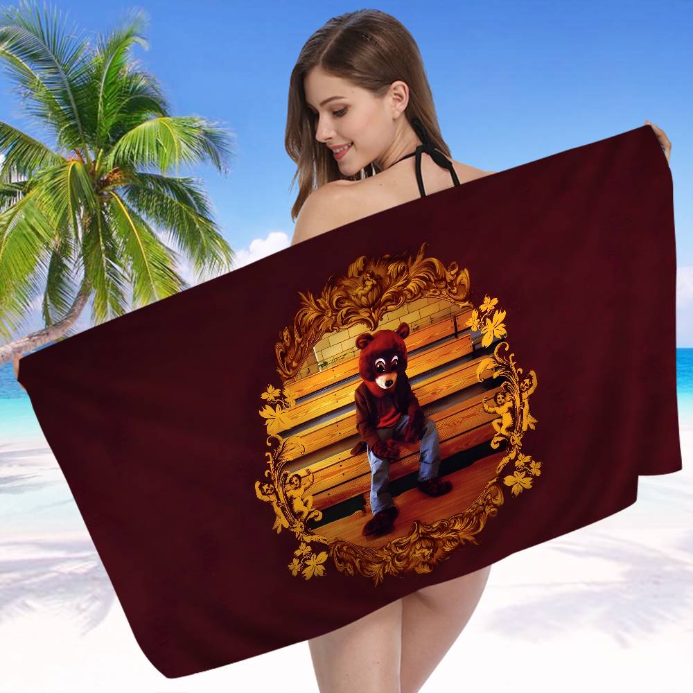 Hot Singer K-Kanye W-West Microfiber Printed Beach Towel Mountain Climbing Yoga Beach Swimming Running Absorbent Soft Towel