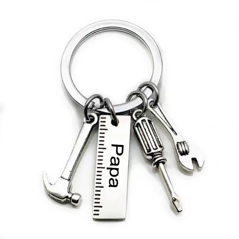 Keychain Mini Tools Set AlloyScrew Driver with Ruler Hammer Wrench Screwdriver Key Chain Key Ring Carabiner Charms Father's Gift