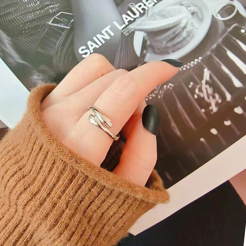 Couple Rings Love Embrace Design Adjustable Open Ring Romantic Gift For Him And Her Jewelry