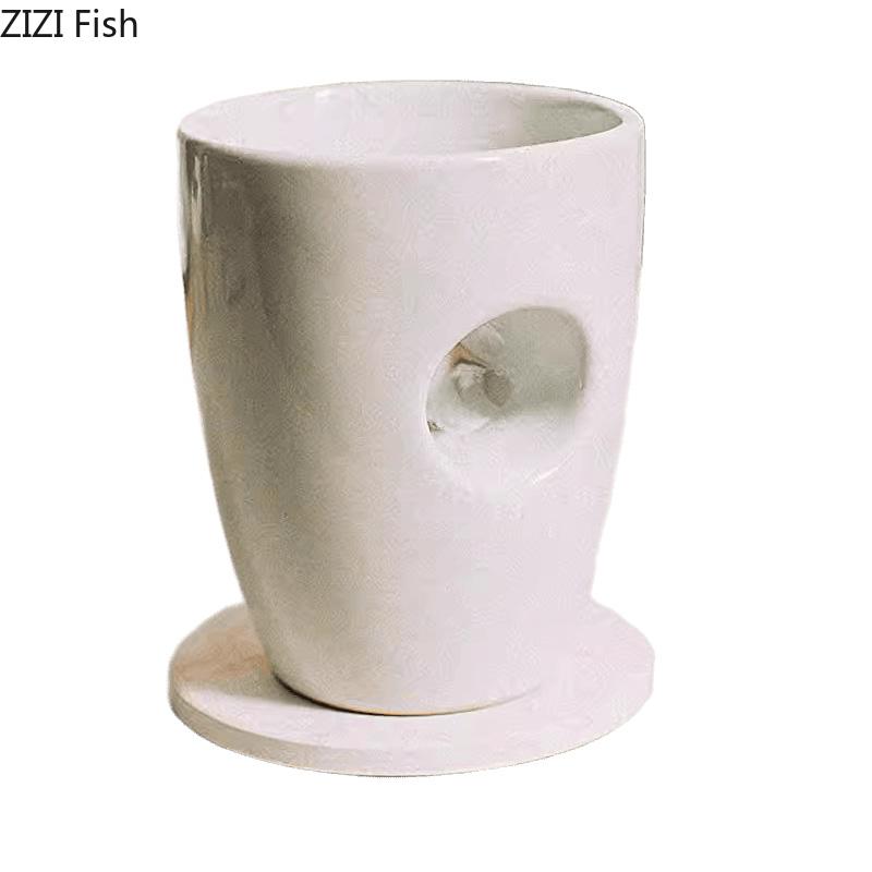 White Ceramic Mug Solid Color Ceramic Coffee Cup Household Items Dining Table Milk Cup Office Afternoon Tea Cups Juice Container