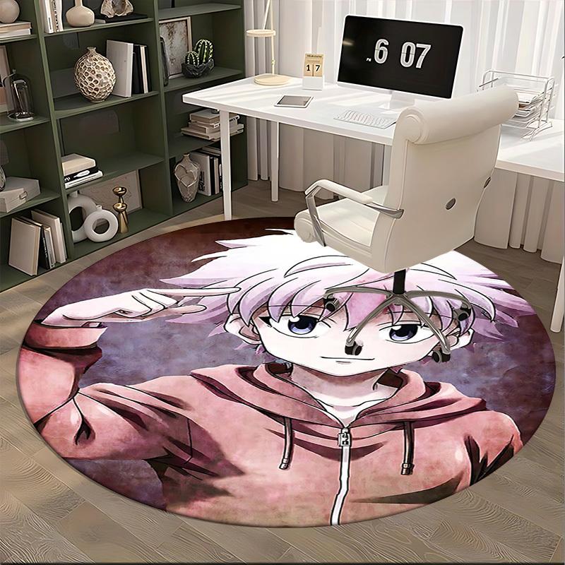 1pc Anime Character Round Carpet  Office Chair Mat, NonSlip Rug for Home Decor, Seasonal Gift, Suitable for Office, Living Room