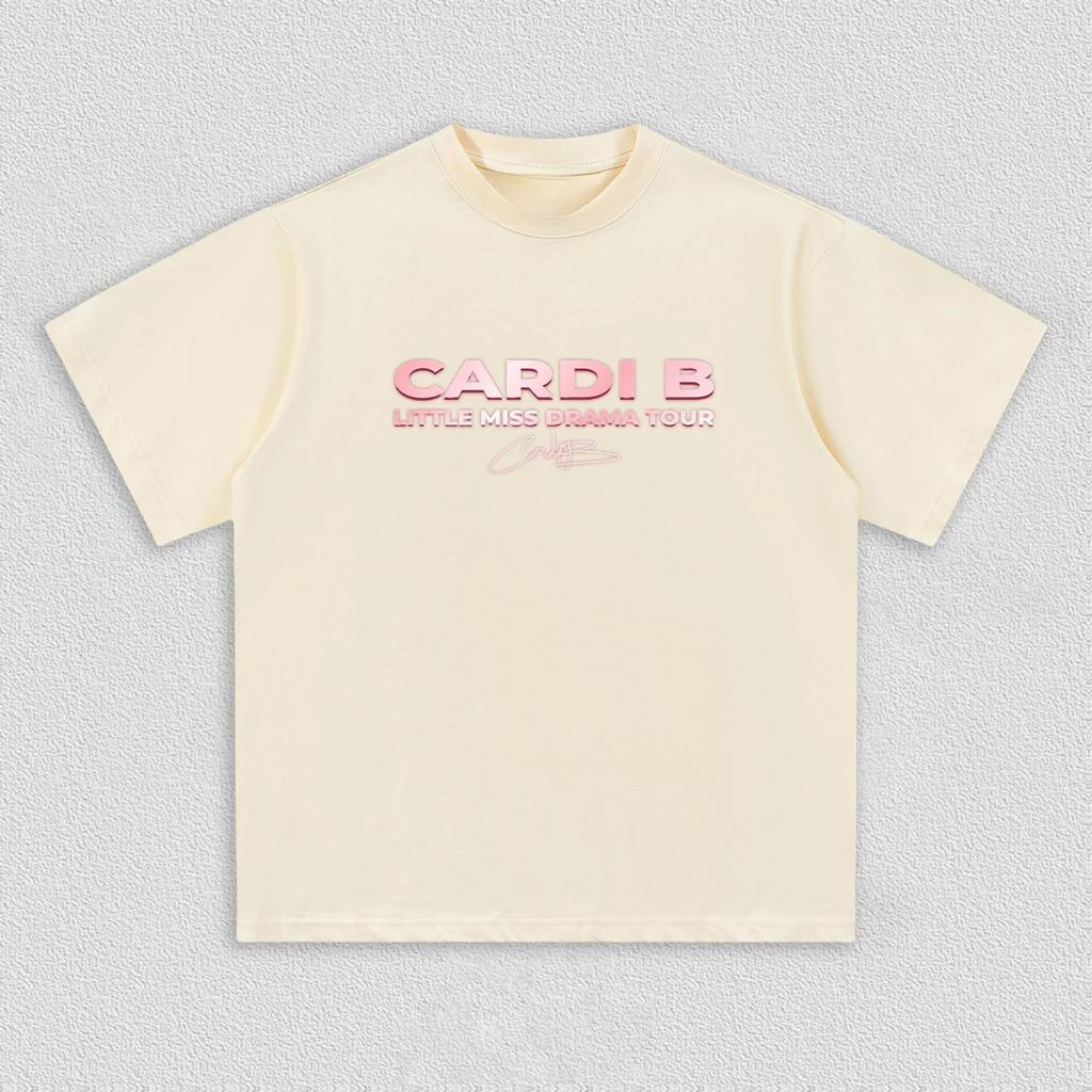Cardi B Inspired Little Miss Drama Tour 2026 Cotton Unisex Shirt Summer Oneck Men Y2k Hip Hop Short Sleeve Tshirt Fan Gift