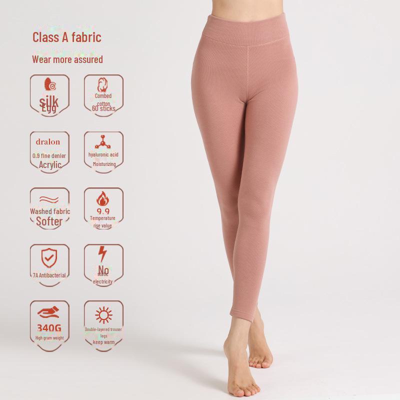 Damen Samt Warme Hosen mit hohem Bund, A-Linie, Übergröße, mit Hyaluronsäure für Wärme, Perfekt für den Herbst