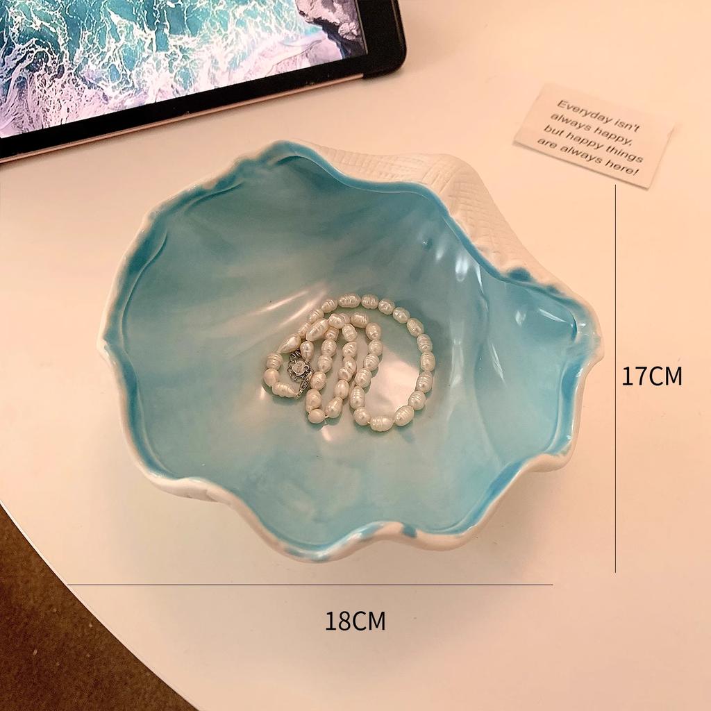 Ocean Shell Conch Sea Star Ceramic Jewelry Box Necklace, Ring Earring, Jewelry Storage Box Desktop Ornament