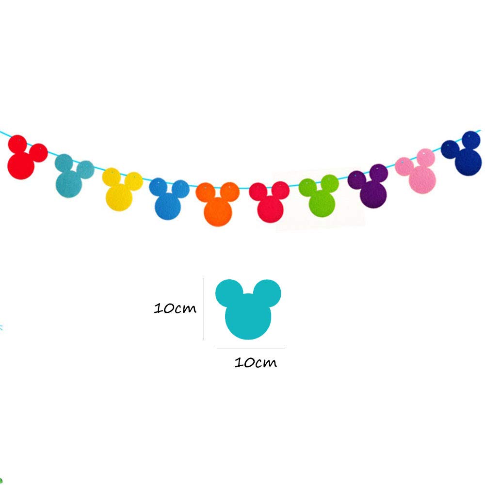 3-Row Colorful Mickey Mouse Garland Party Decorations, Disney Theme Garland for Birthday Party Decorations, Room Decorations, Baby Showers, and