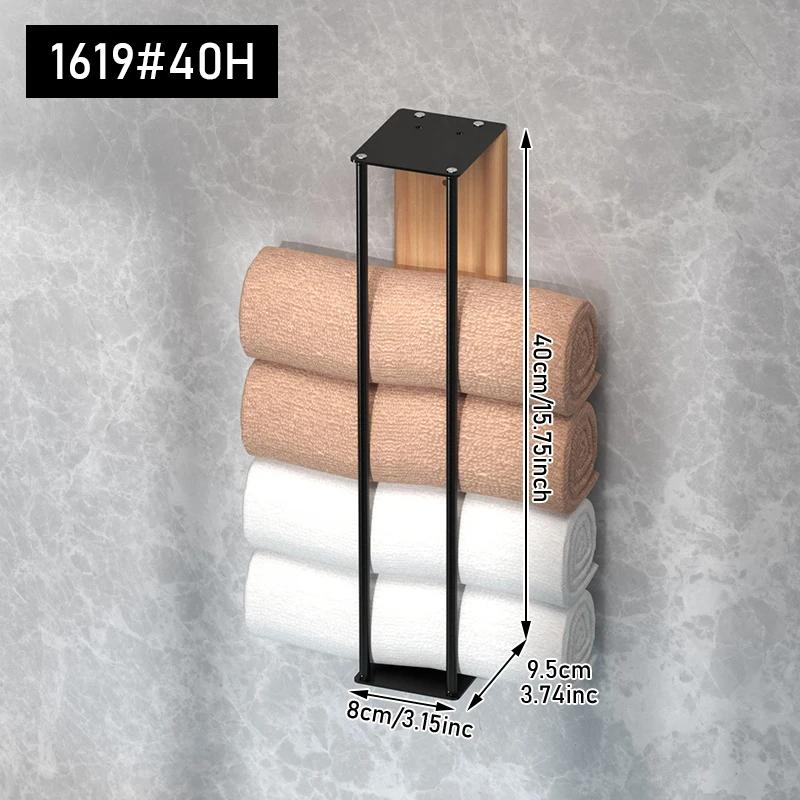 

Деревянная полка для хранения полотенец с металлическим настенным креплением, подходит для домашних ванных комнат