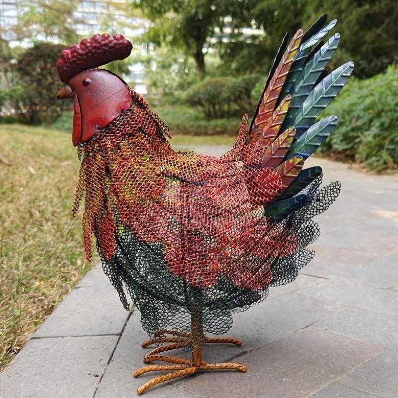 Animal Ornaments Agritainment Iron Floor Sculptures Miniature Creative Ornaments for Courtyard Garden Decoration Accessories