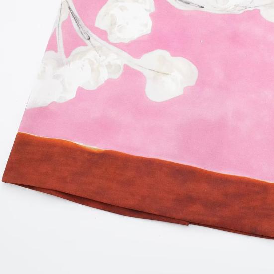 Damen Midirock Hohe Taille Hüftwickelrock Versteckter Reißverschluss Design Rosa Blumendruck Gerader Rock Slim Fit Langer Rock Streetwear