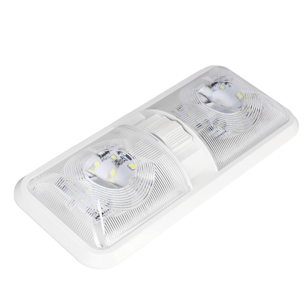 RV Interior Light 2 Dome LED Ceiling Light 600lm with 3 Way Switch DC 12V for Boat Yacht Warm White Light 6500K