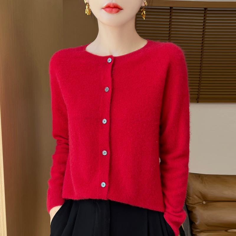 Qinghe Cashmere Women's 30% Cashmere Cardigan - Soft & Warm Wool Blend Sweater