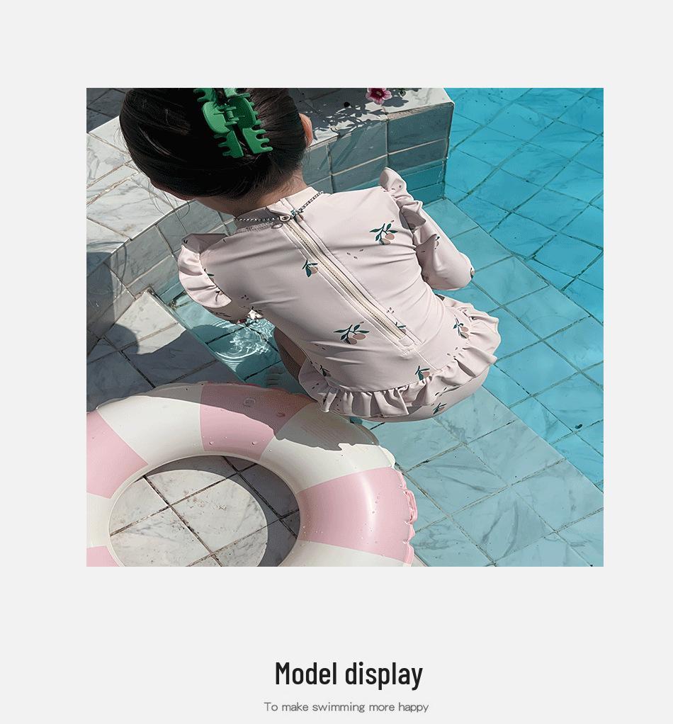 Girls' Cherry Blossom Lace Long Sleeve Swimsuit - Summer Princess Design