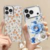 Little Floral Pattern Case For iPhone 17 Pro Max iPhone 16 15 14 13 Pro Max 11 17e 16e Plating Lens Frame Clear Soft Silicone Back Cover