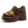 Fashion GKTINOO Handmade Retro Style Women Platform Shoes Spring Summer Genuine Leather Wedges Heel Pumps Casual Shoes