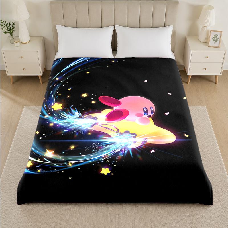 Kirby Aufdruck Flanelldecke Gemütlich Warm Plüsch Überwurfdecke Für Bett Sofa Couch Innen Haushaltsgebrauch