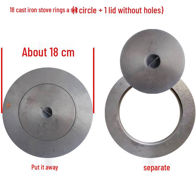 Cast Iron Firewood Stove Ring & Lid: Thickened Rustic Pot and Fire Pit Accessories
