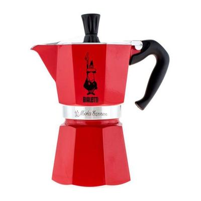 Italian Coffee Maker - BIALETTI - Moka Express - All Stovetops Except Induction - 6 Cups - 300 Ml - Red