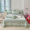 2025 New Kapok Twill Bed Cover Three Piece Set Kapok Love Solid Color Lace Bed Cover with a Pair of Pillowcases
